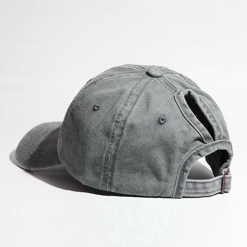Washed ponytail cap/gray