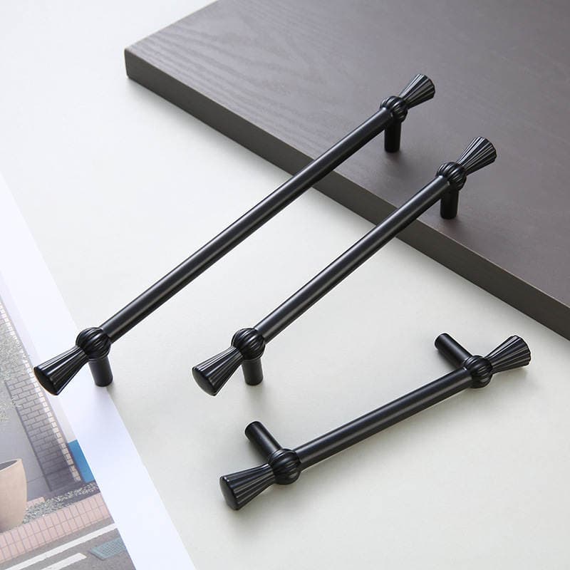 French-Style Minimalist Solid Single-Hole Furniture Hardware Accessories Drawer Cabinet Door Handle American-Style Black Cabinet Wardrobe Handle 3
