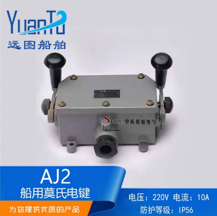 Yuantu Electric Marine Double Handle Key Switch AJ2 Mohs Key 220V10A Protection Class IP56 1