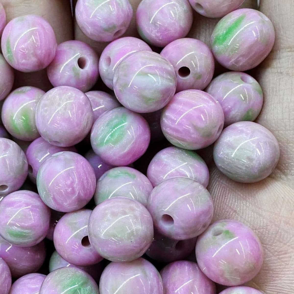 14 gilt oil painting beads resin round beads