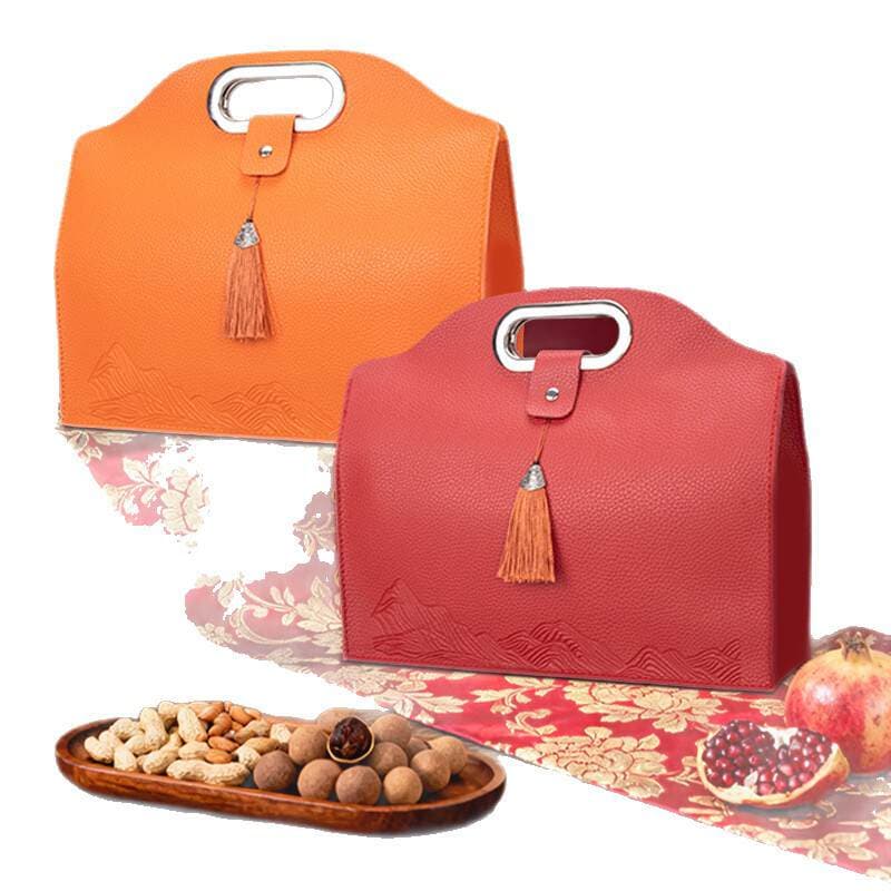 High-End Red Wine Gift Box with Two Empty Bottles, New Year Champagne Box, Manufacturer Supplies Holiday Gift Tote Bag Leather Box 5