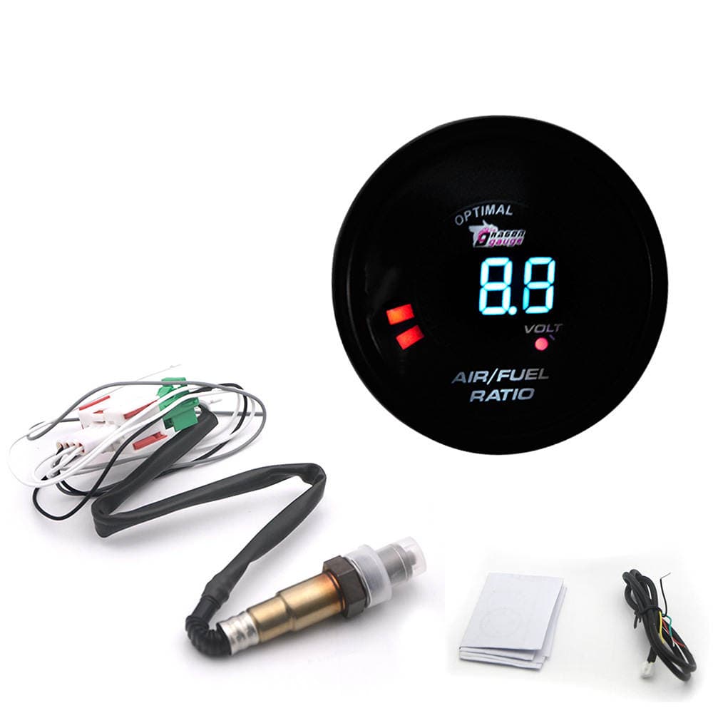 2-inch 52MM digital LED blue light air-fuel ratio meter modified car instrument with oxygen sensor 0-1V 1