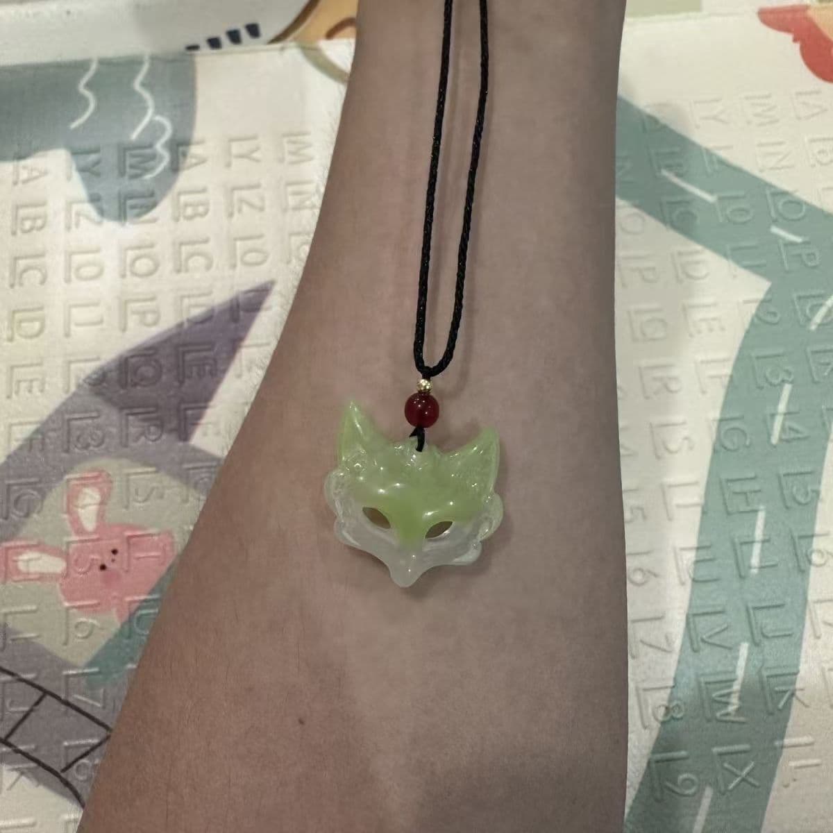 Fox mask necklace [green]