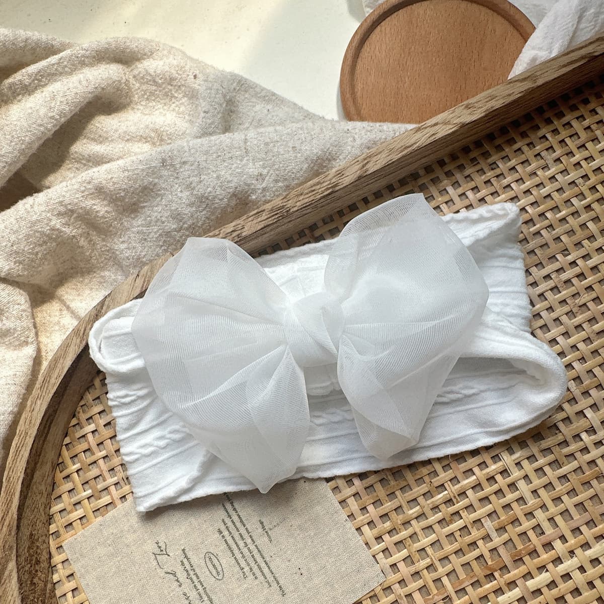 Plain white knot 5152 white jacquard headband