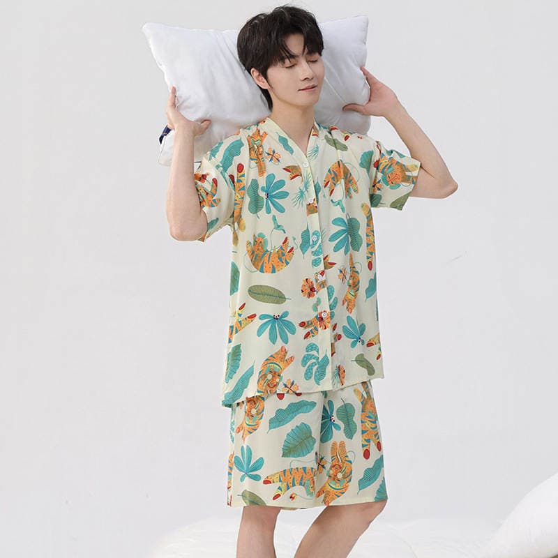 Cütlüklər üçün yaylıq pambıq pijama dəsti: qısaqol/şort və ya uzunqol/uzun şalvar, ev və ya açıq hava geyimi. 4