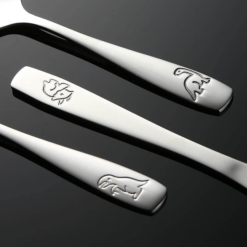 Aen 410 Stainless Steel Children's Cartoon Knife and Fork Spoon Dinosaur Steel Print Cross-border Maternal and Infant Western Tableware 304 Three-piece Set 3