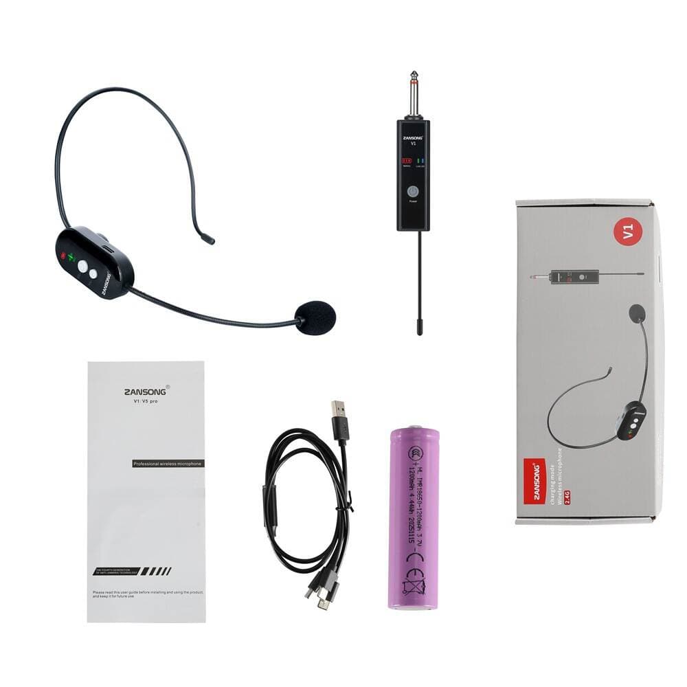 2.4g Wireless Headset Microphone Conference Teaching Speaker Amplifier Microphone for Lectures and Karaoke with Bluetooth Connection 5