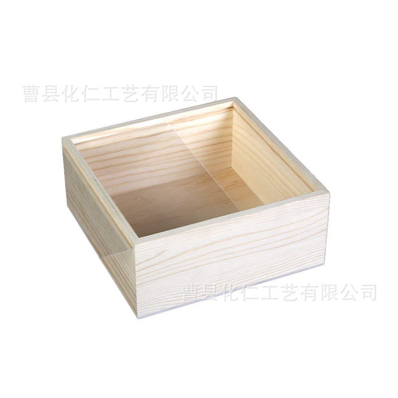 Ready-made pull-out wooden box gift packaging box with transparent lid, square gift box, wooden box gift packaging storage box 5
