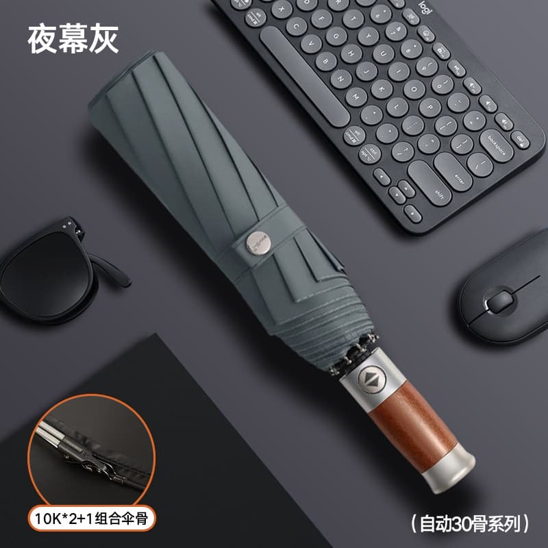 {night gray full blackout-[automatic business wooden handle 30 bones] thickened vinyl}