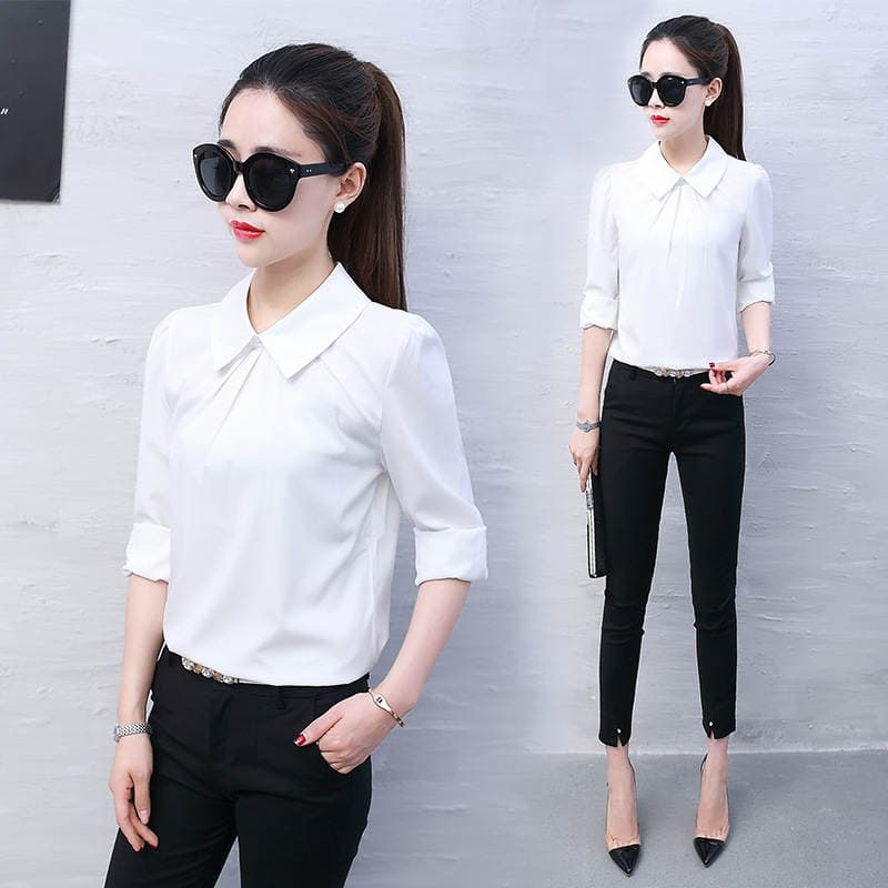 2026 Spring New Women's Shirt Korean Style Long Sleeve Top Fashionable Women's Chiffon Shirt Custom Wholesale 3