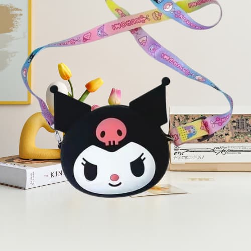 Kuromi head coin purse black