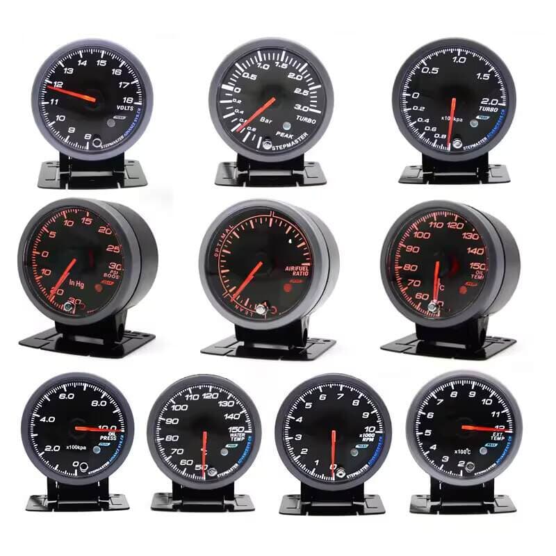Cross-Border Hot Selling 2.5 Inch 60mm Car Modified Instrument White Orange Two-Color Led12V Turbine Water Temperature Oil Temperature Oil Pressure