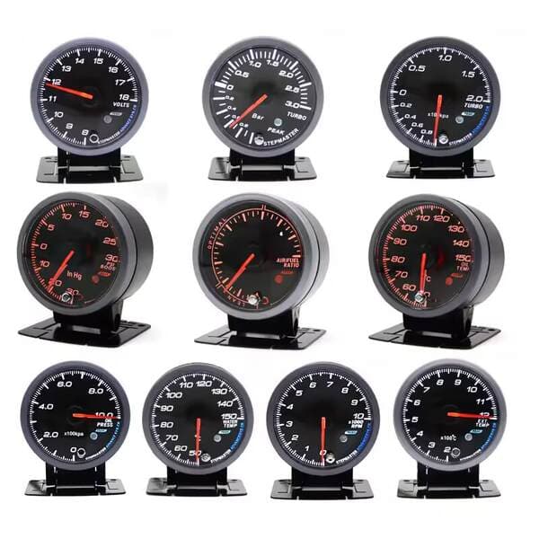 Cross-Border Hot Selling 2.5 Inch 60mm Car Modified Instrument White Orange Two-Color Led12V Turbine Water Temperature Oil Temperature Oil Pressure