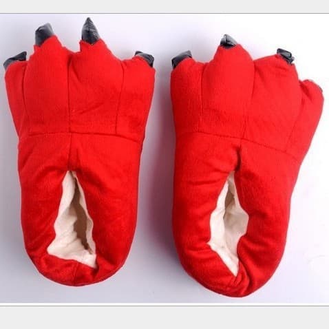 Red dinosaur claw shoes