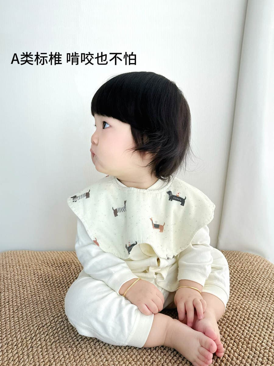 Class a Bamboo Cotton Newborn Bib Baby Saliva Towel Bamboo Cotton Gauze Bib 360-Degree Bib Ultra-Soft 2