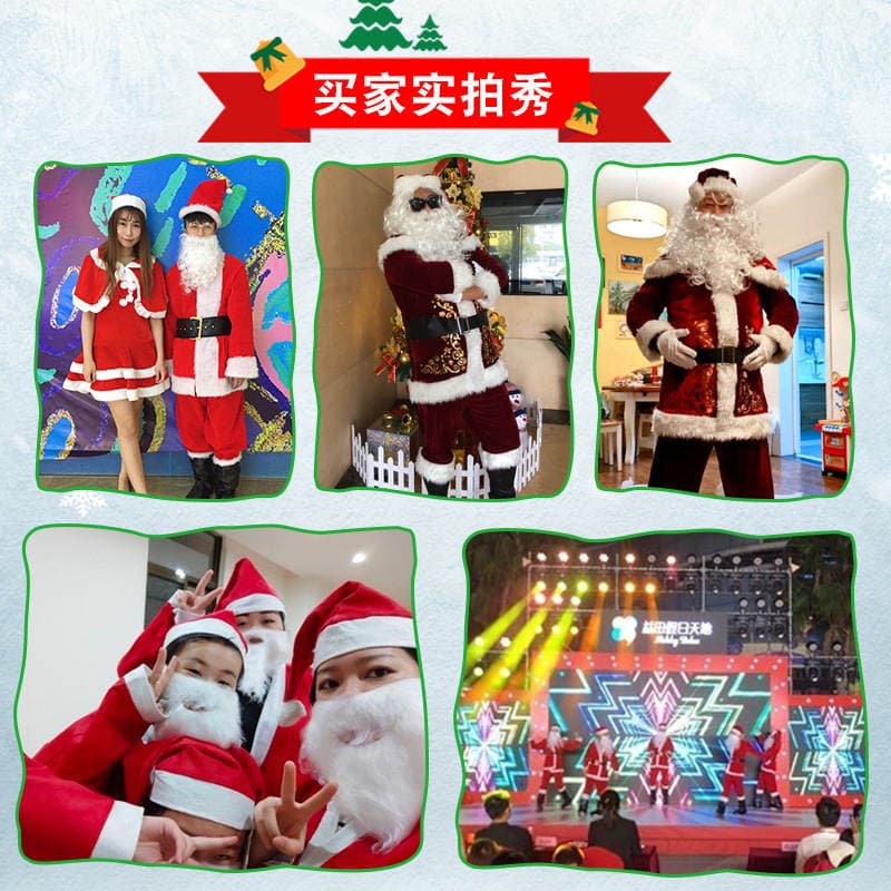 Santa Claus Costume Christmas Clothes Couple Clothes Adult Men and Women Christmas cos Dress Table Performance Costume Suit 5