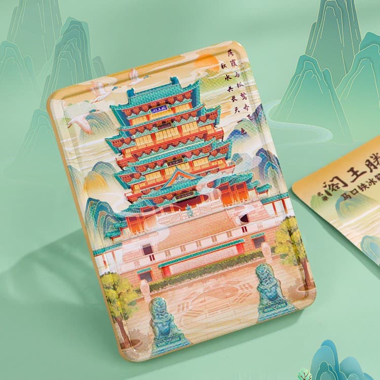 Tinplate refrigerator magnets-Tengwang Pavilion