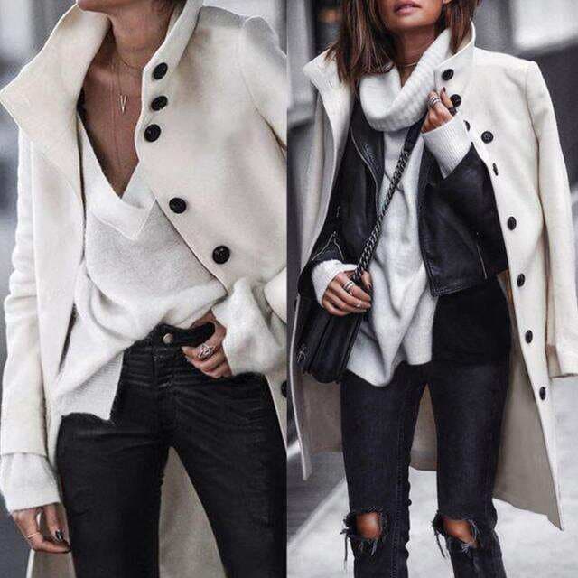 2023ebay AliExpress Amazon wish Hot Selling Autumn and Winter New Button Long Woolen Coat Coat 2