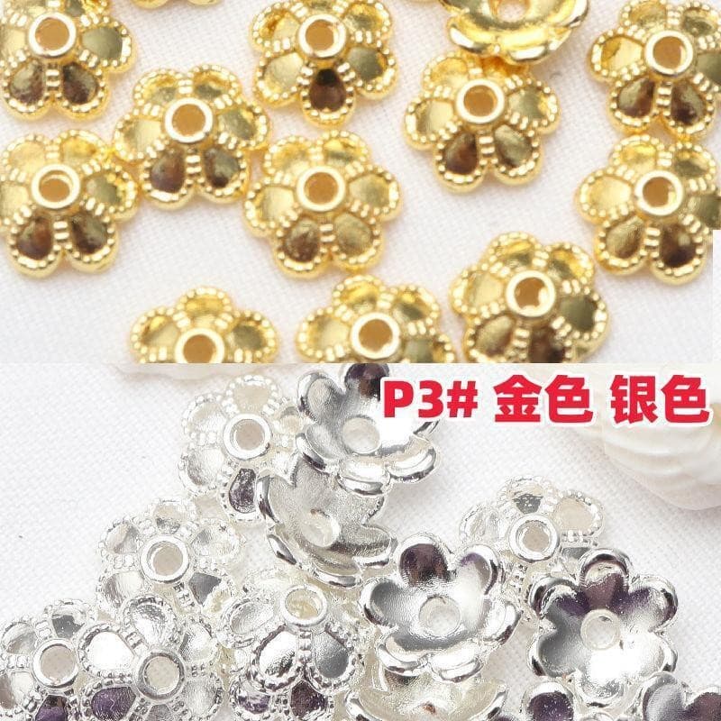 P3 # 6mm [flower holder mixed color gold + silver]