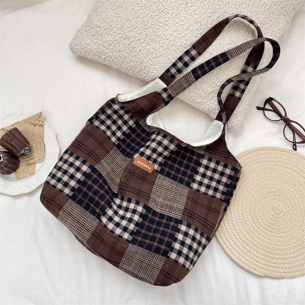 Spliced ​​wool vest bag