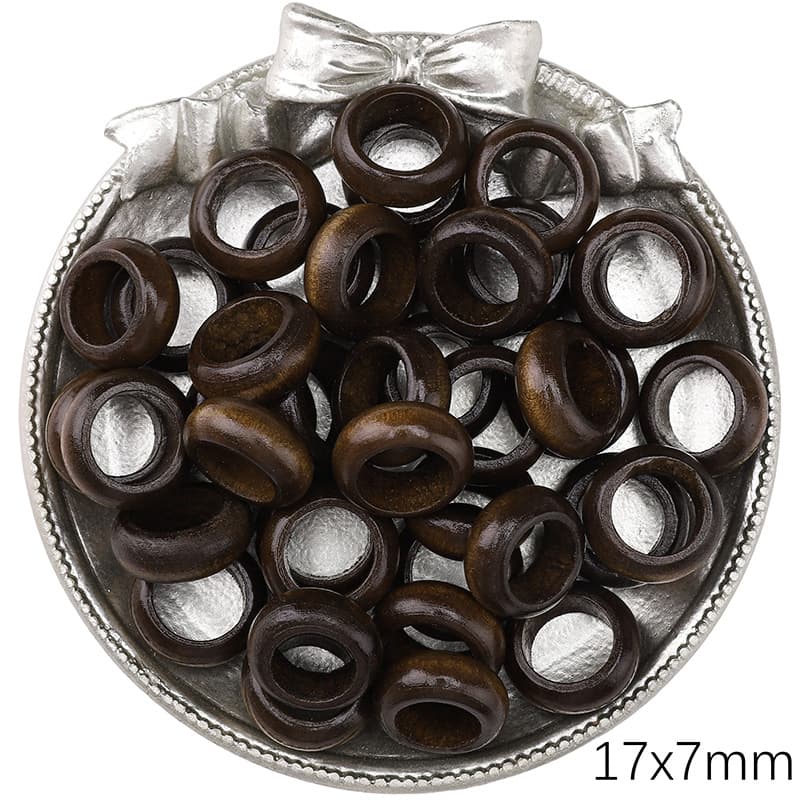 Small wooden running rings, 5 pieces/pack