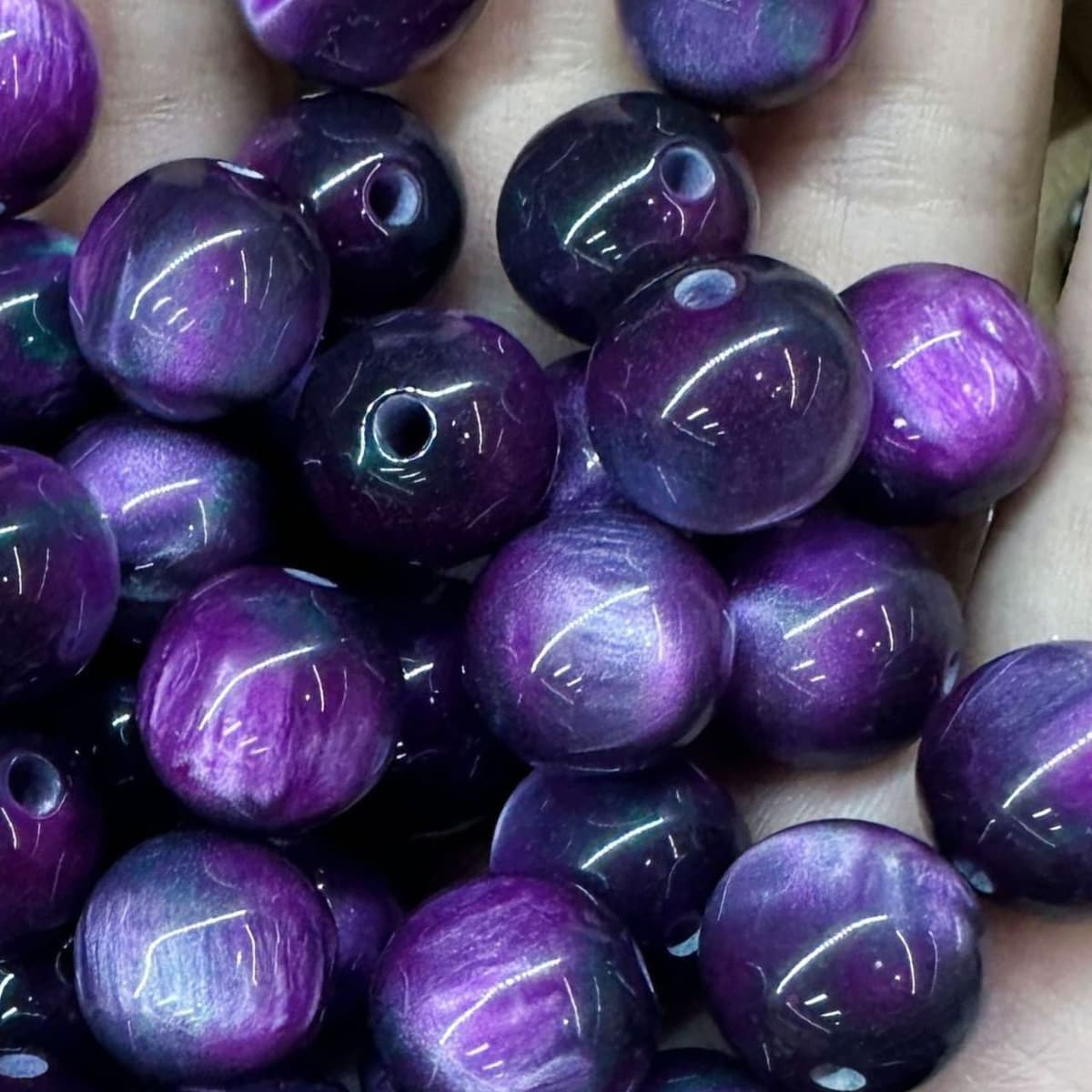 3 gilt oil painting beads resin round beads
