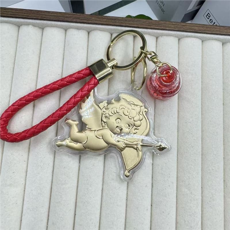 Cupid angel + red wishing bottle