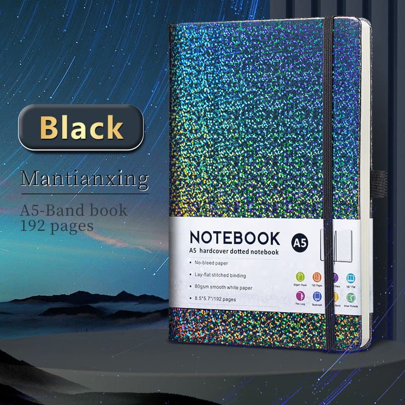 Black gypsophila a5 strap notebook