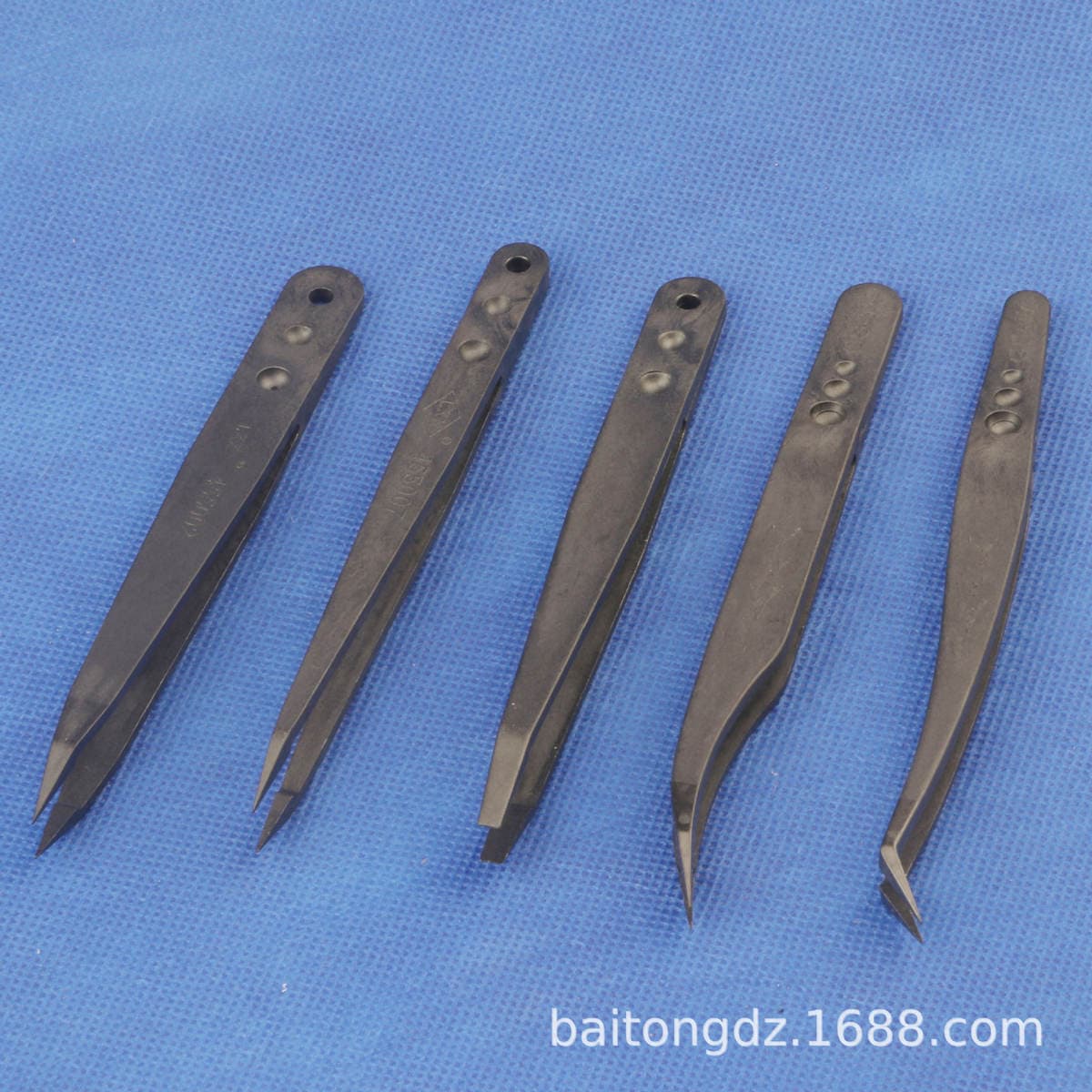 Qara antistatik karbon lifli plastik pinset, modellər 45502/05/07, CS-17, CS-19 2
