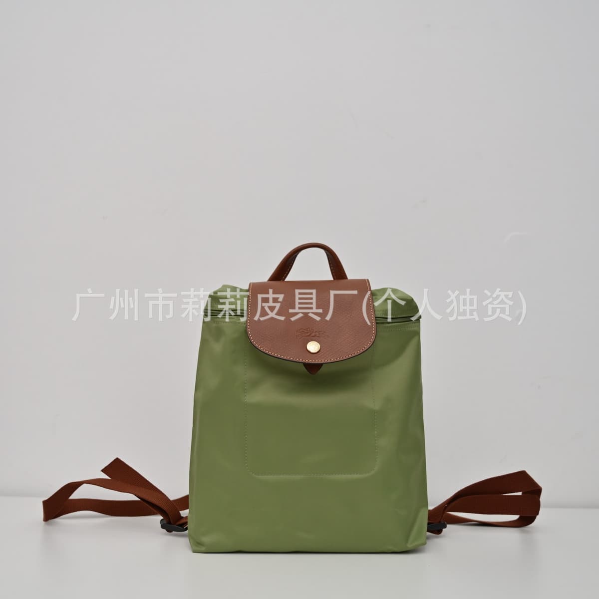 Original factory leather backpack - classic moss green