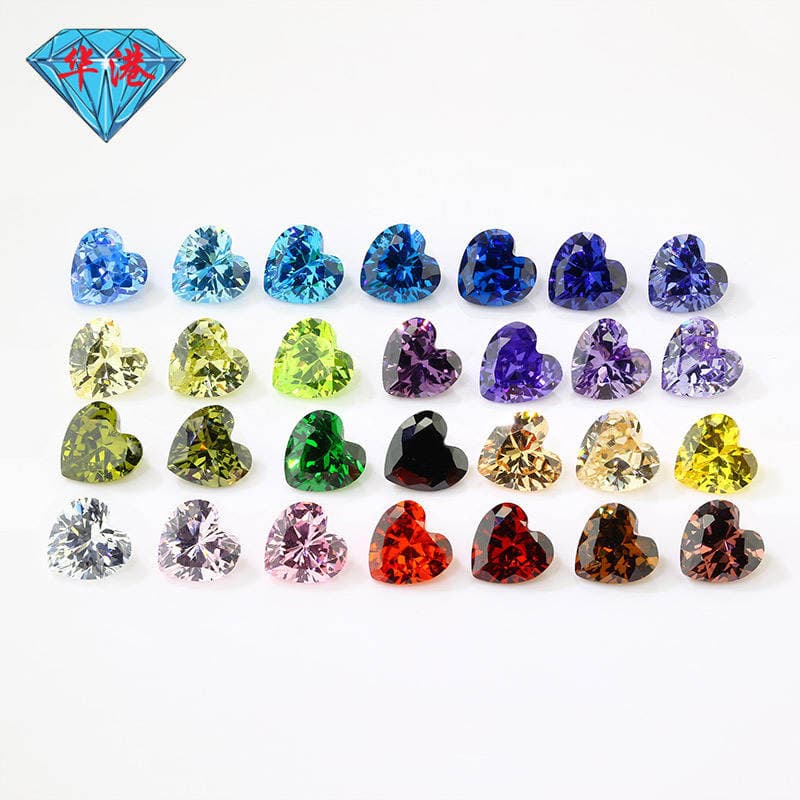 Huagang gem heart-shaped zircon bare stone ring wholesale white color pointed bottom AAA Hao stone main stone artificial drill 4