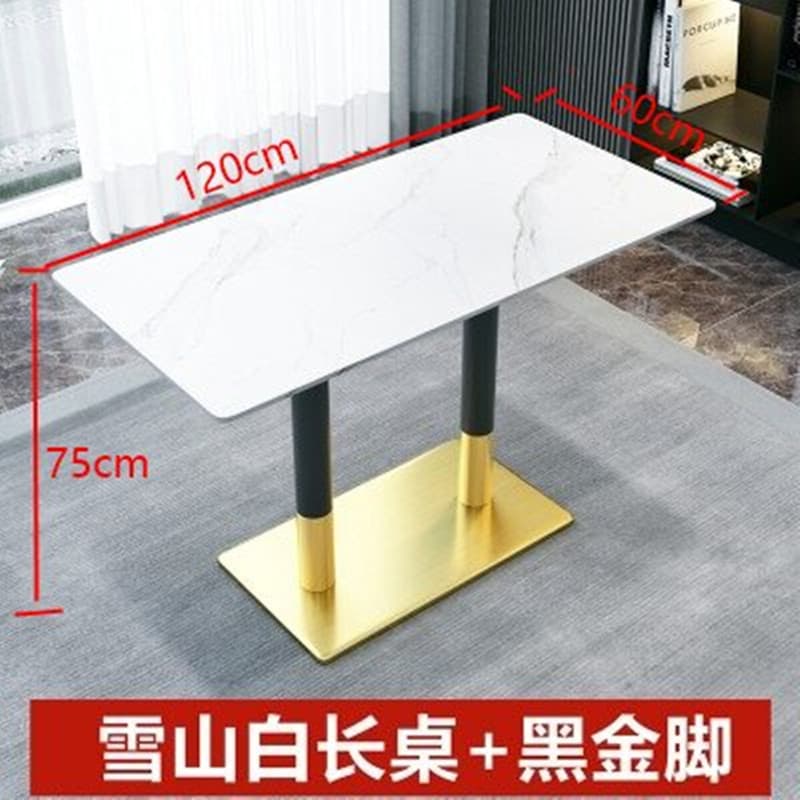 Snow mountain white 120*60+ black gold stainless steel feet
