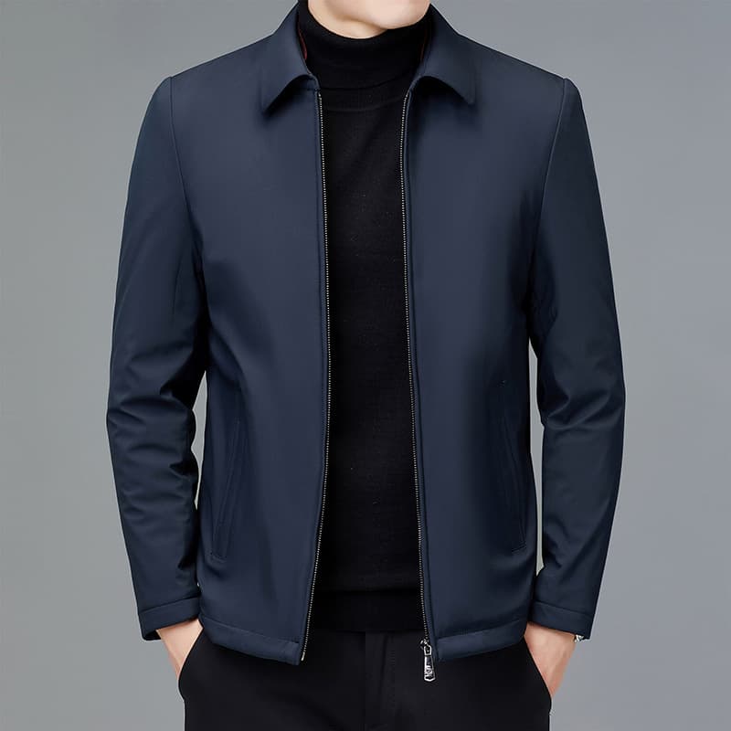 9982 navy blue lapel zipper