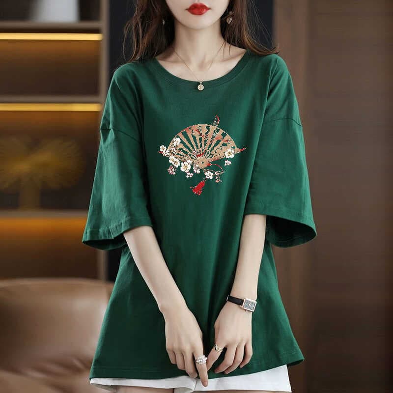 51 dark green [medium] classical plum blossom fan