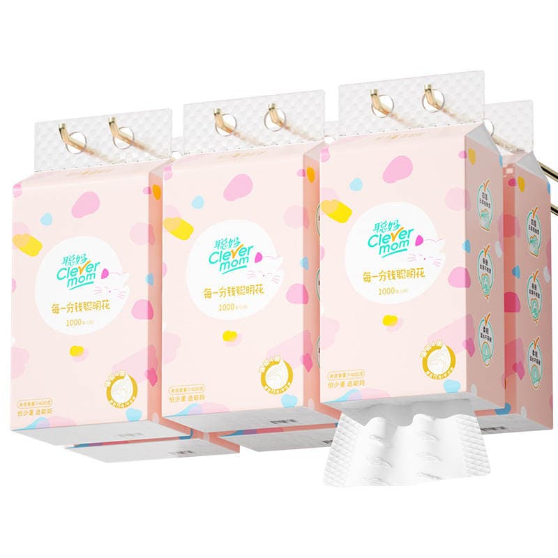 C聪妈 1000 Sheets Hanging Tissue Box, Economical Pack for Home Use, Large Pack for Student Dormitories, Sanitary Tissues 5