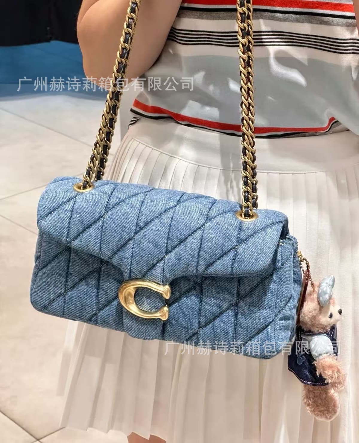 Denim blue gold label