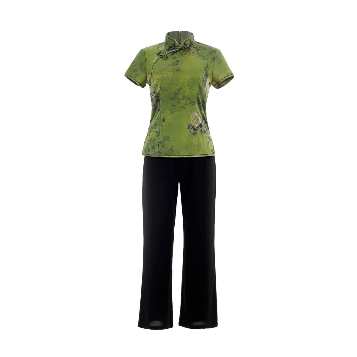 A0109-3 green top + p0022 black pants