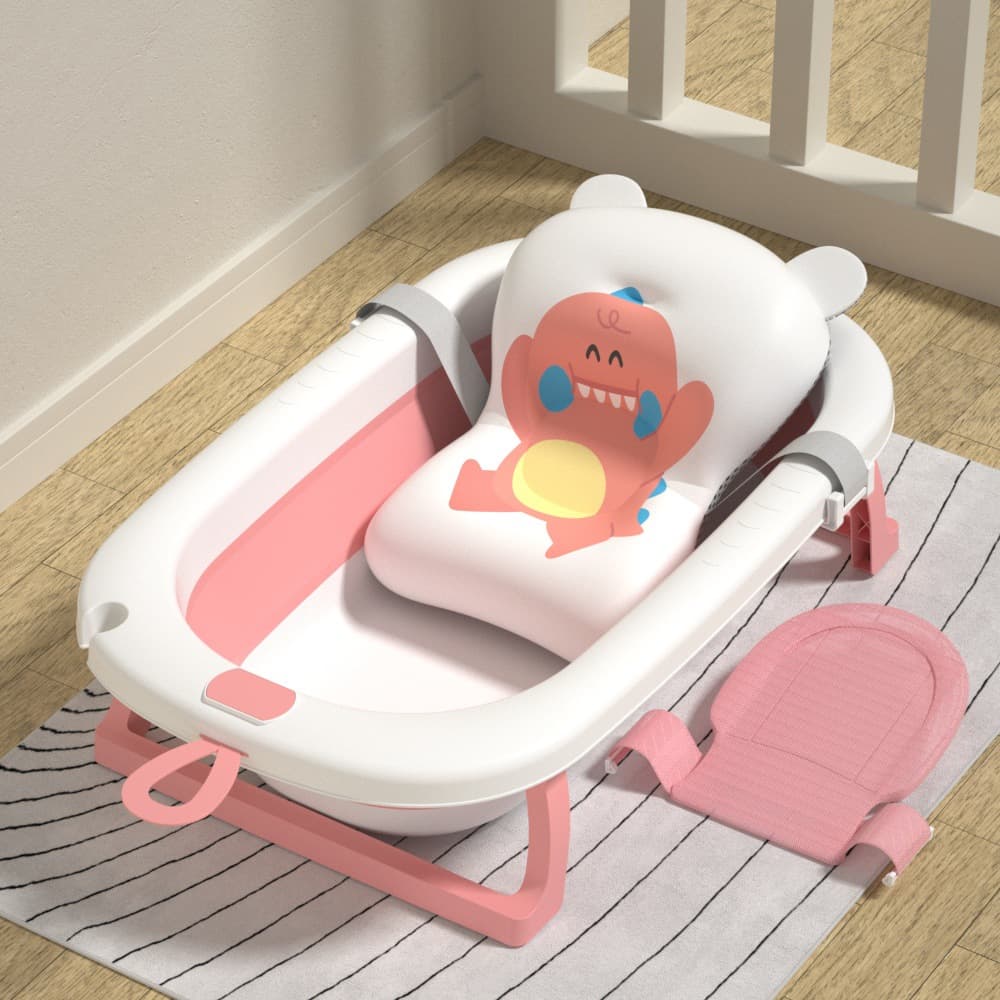 TC Ordinary-Sakura Powder + Dinosaur Bath Mat + T-shaped Bath Net