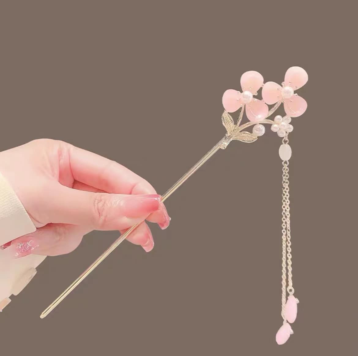 214# fine pink peach blossom tassel