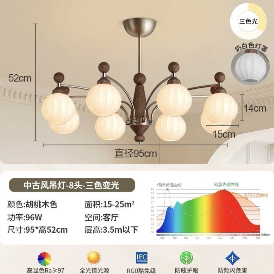 Medieval style-pumpkin milky white 8-head chandelier