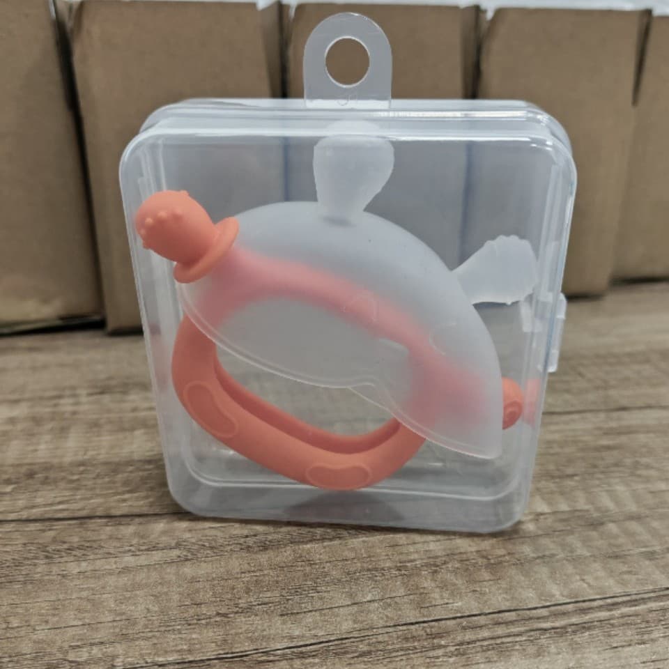 Full grip rabbit teether ※orange + square transparent box