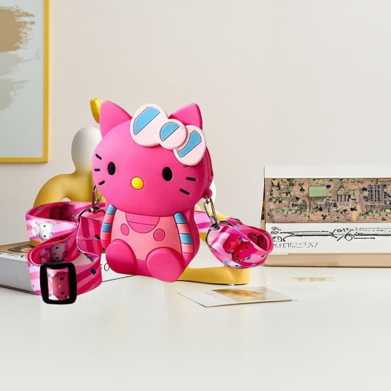 Cat full body coin purse rose red