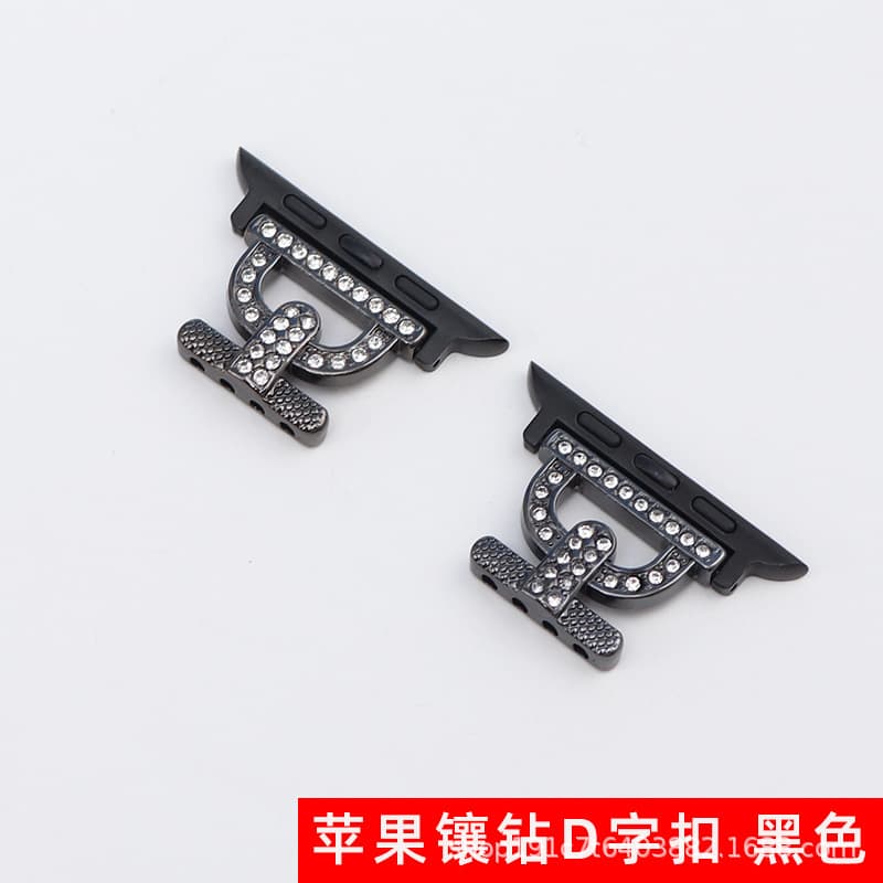New diamond-studded beaded d-ring - black