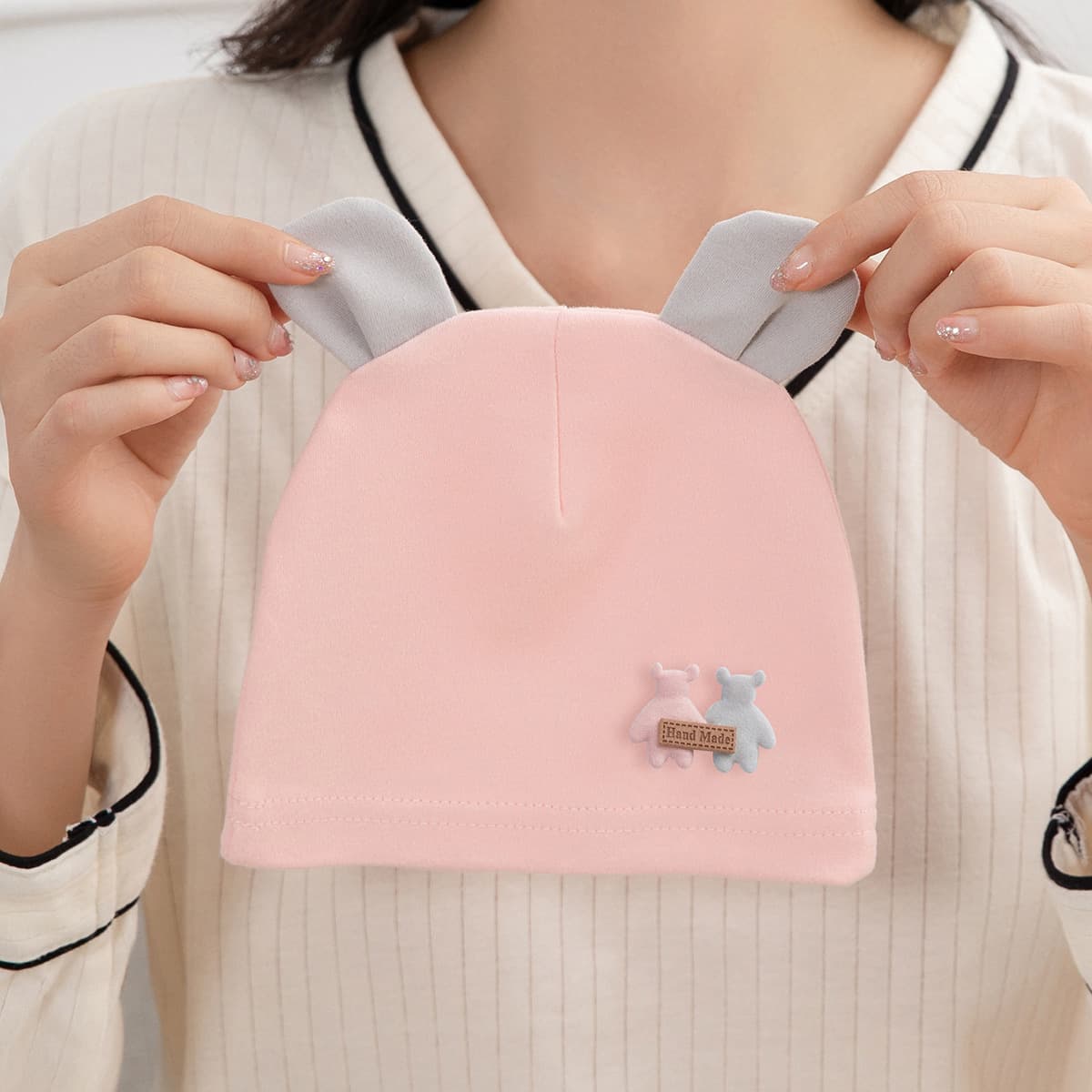 Couple Baby Bear Hat Orange Powder