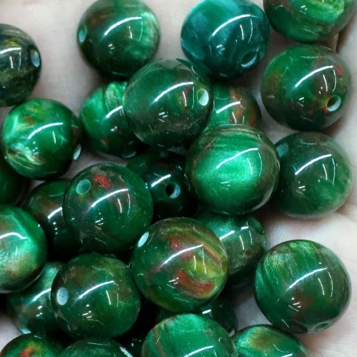 5 gilt oil painting beads resin round beads