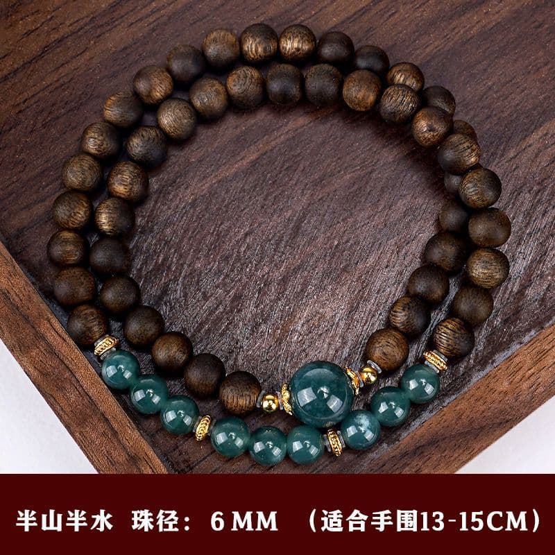 6mm nha trang green qinan + blue water jade/double circle