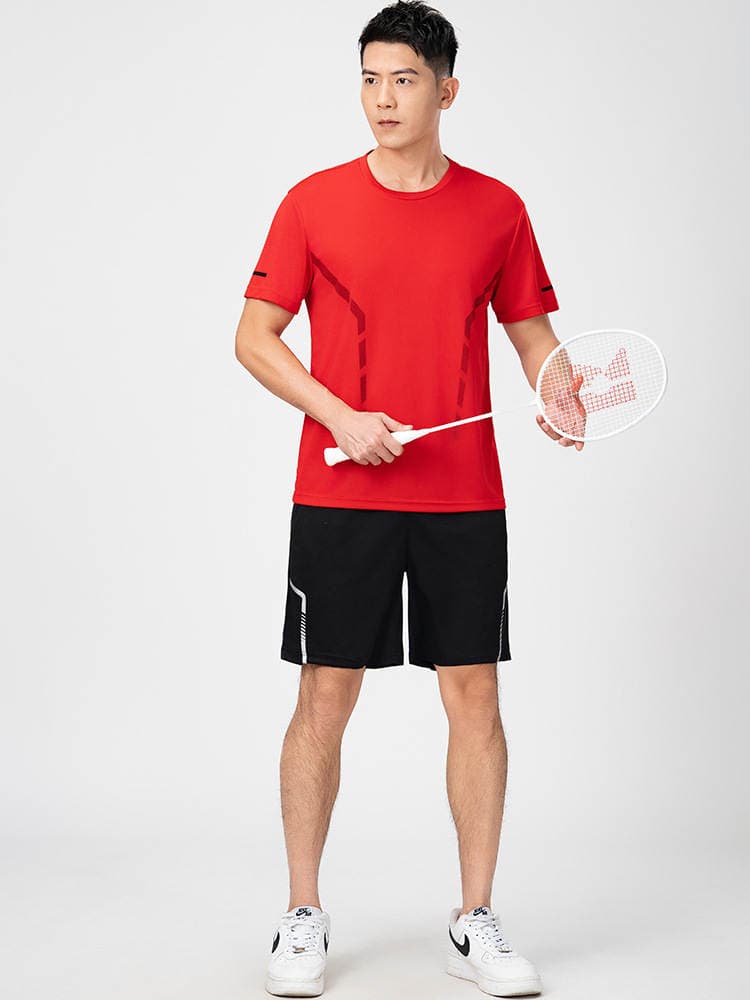 Kişilər üçün yaylıq, böyük ölçülü, buz ipək nazik qısaqol T-shirt və şort dəsti 3