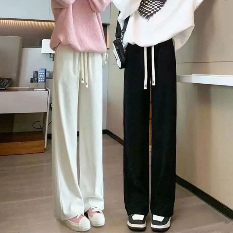 Women's fleece wide leg pants white l size 2276693