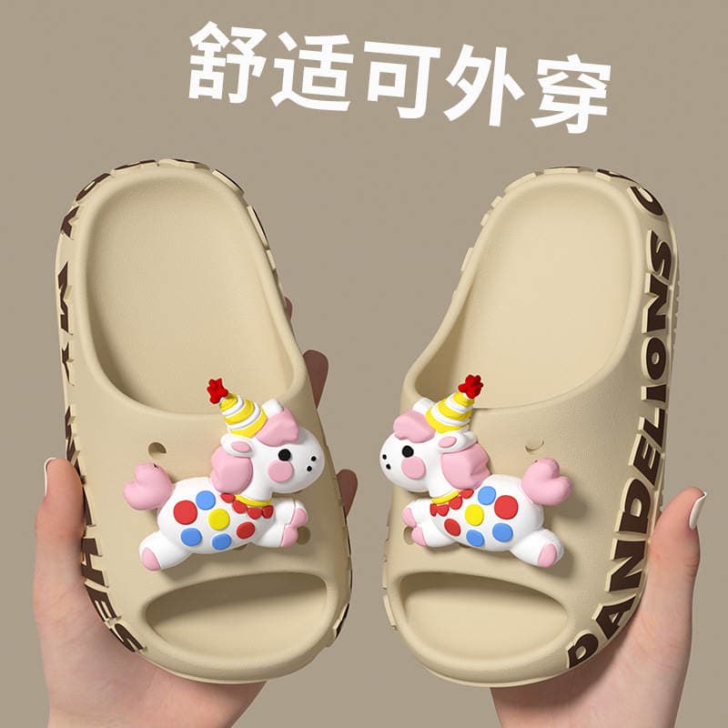 Uşaqlar üçün EVA cizgi at şəkilli yay terlikləri, yüngül, sürüşməyən, qoxu əleyhinə 4