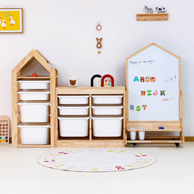 Children's Toy Solid Wood Storage Cabinet Multi-functional Snack Picture Book Drawer Cabinet Floor Multi-layer Sorting Storage Cabinet 4